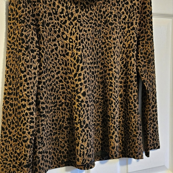 Vintage Artex collection leopard print turtle neck long sleeve shirt size Medium - Picture 9 of 11